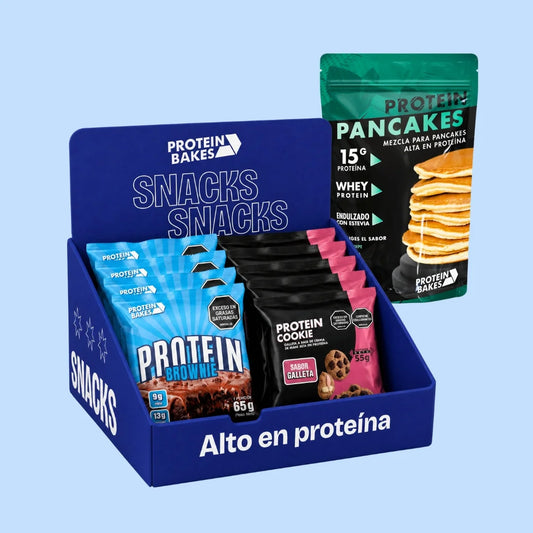Combo de brownie con proteína, galletas con proteína, sin azúcar, pancakes saludables con stevia