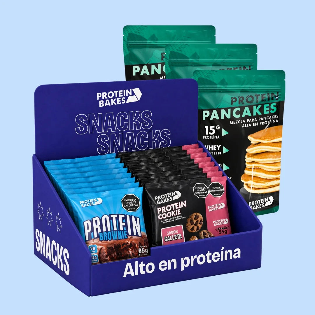 Combo brownies con proteína y galletas con proteína, bajas en calorías, pancakes con proteína saludables sin azúcar