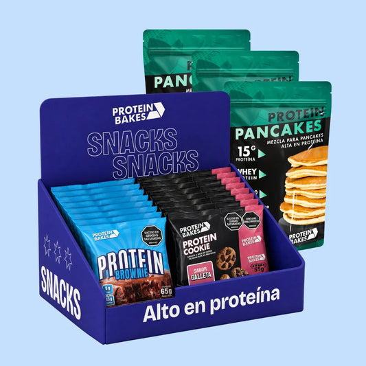 Combo brownies con proteína y galletas con proteína, bajas en calorías, pancakes con proteína saludables sin azúcar