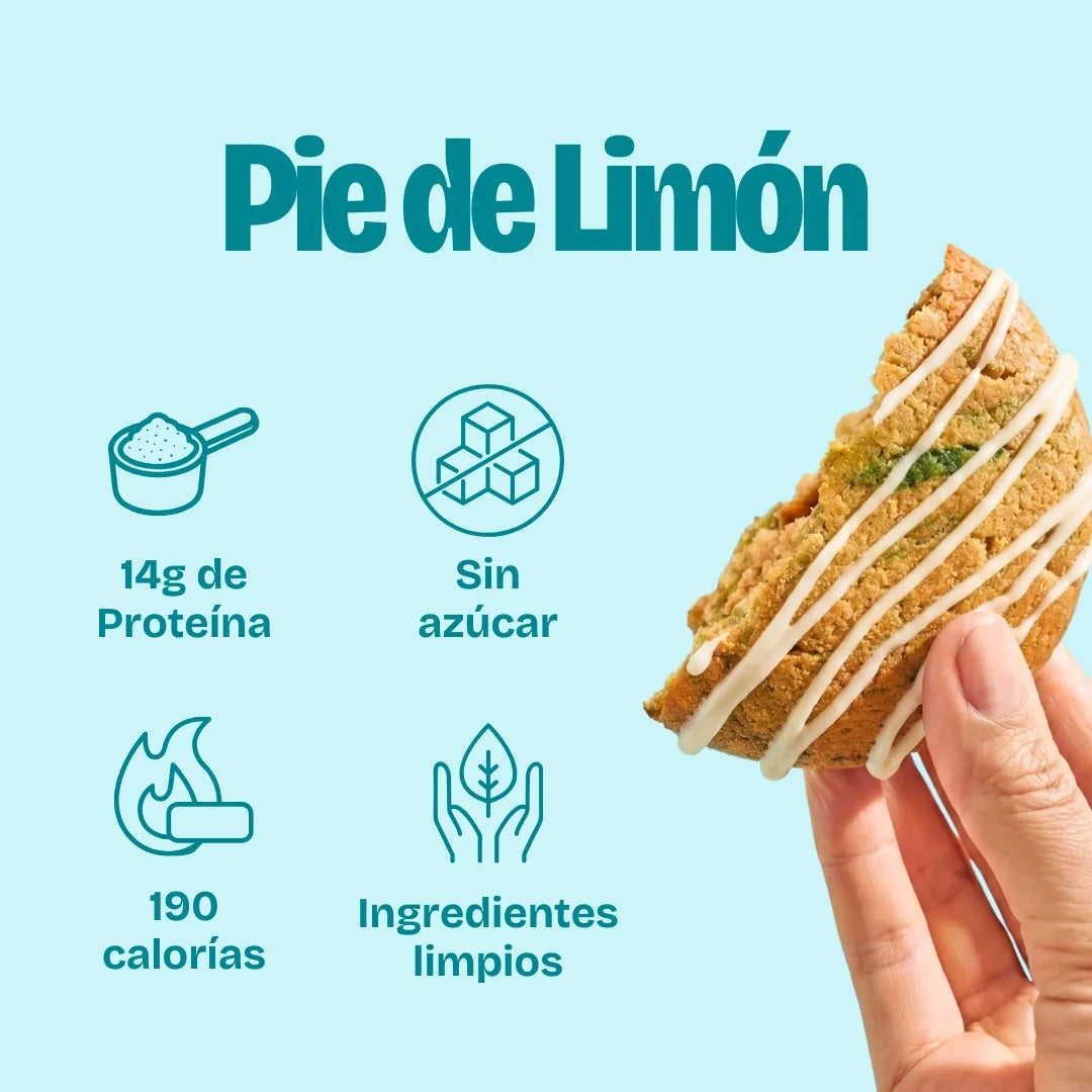 Beneficios de galletas con proteína, sin azúcar, bajas en calorías, con sabor a Pie de limón