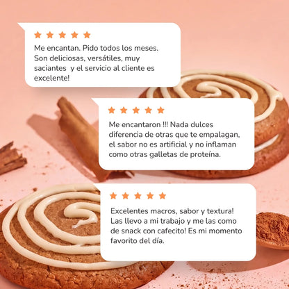 Testimonios de clientes que han probado la galleta de cinnamon roll