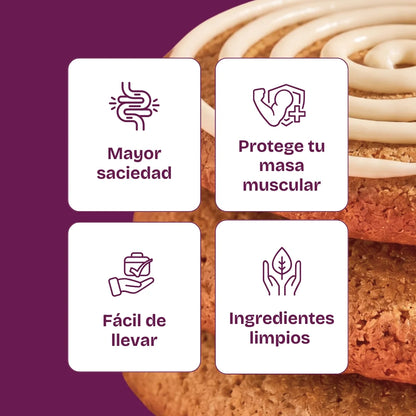 Características de galleta con proteína de cinnamon roll