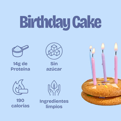 Galleta sin azúcar con proteína birthday cake