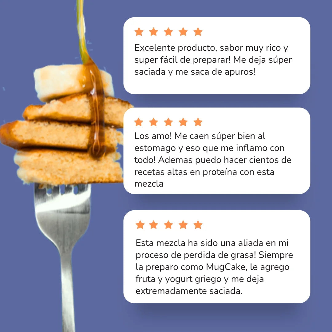 Testimonios de clientes pancakes con proteína bajos en calorías, sin azúcar