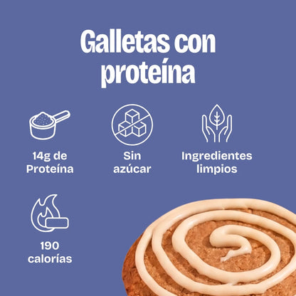 Características galletas con proteína, bajas en azúcar y bajas en calorías, altas en proteína
