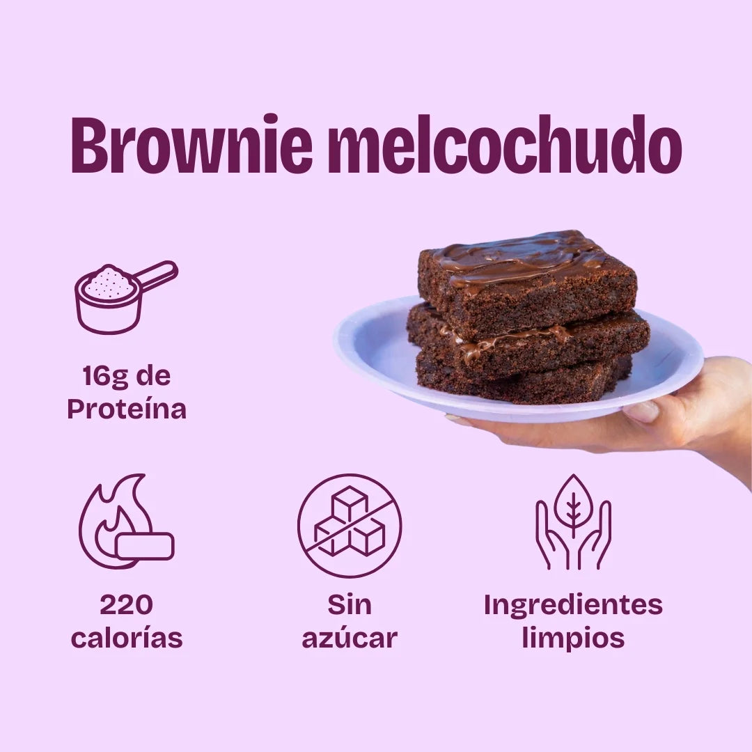 Brownie con proteína bajo en calorías, sin azúcar. Snacks  y postres saludables con proteína