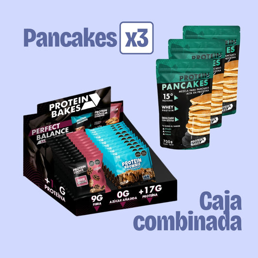 Combo brownies con proteína y galletas con proteína, bajas en calorías, pancakes con proteína saludables sin azúcar