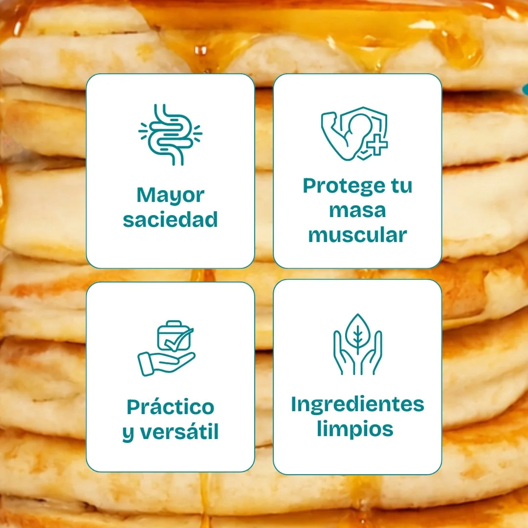 Beneficios de pancakes con proteína saludables, sin azúcar, bajos en calorías. De sabores a arequipe, banano y vainilla