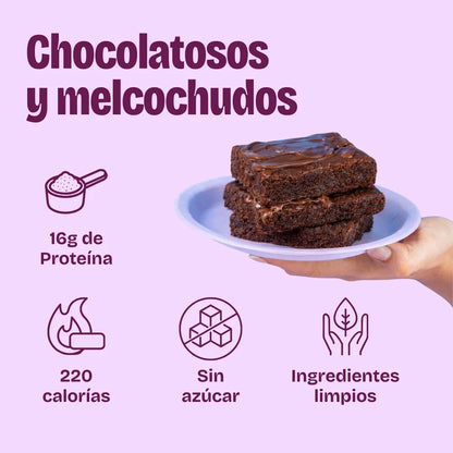 Características de snack_brownie melcochudos con proteína sin azúcar y bajo en calorías
