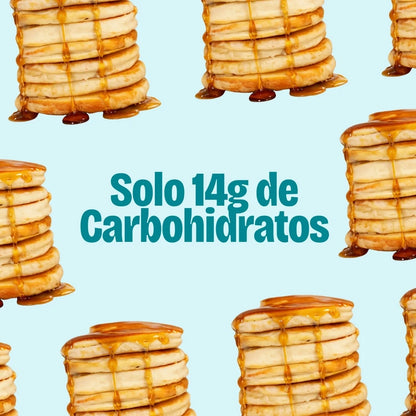 Cantidad de carbohidratos de pancakes con proteína saludables, sin azúcar, bajos en calorías. De sabores a arequipe, banano y vainilla