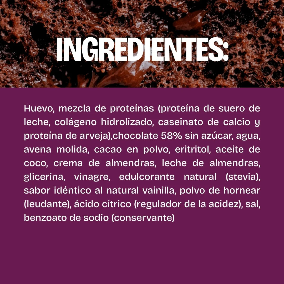 Ingredientes de brownie con proteína saludable, sin azúcar, bajos en calorías
