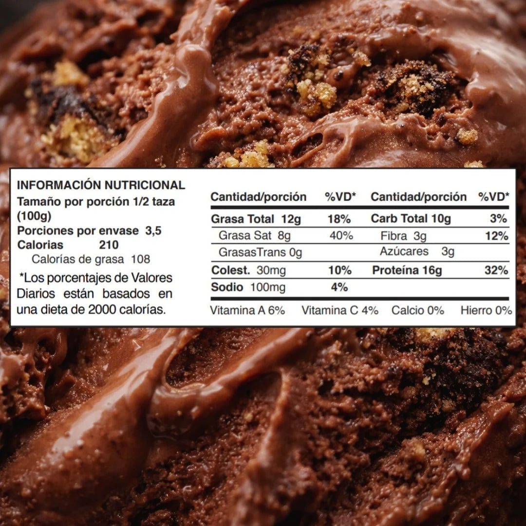 Taba nutricional helado con proteína de chocolate oscuro, sin azúcar, bajo en calorías